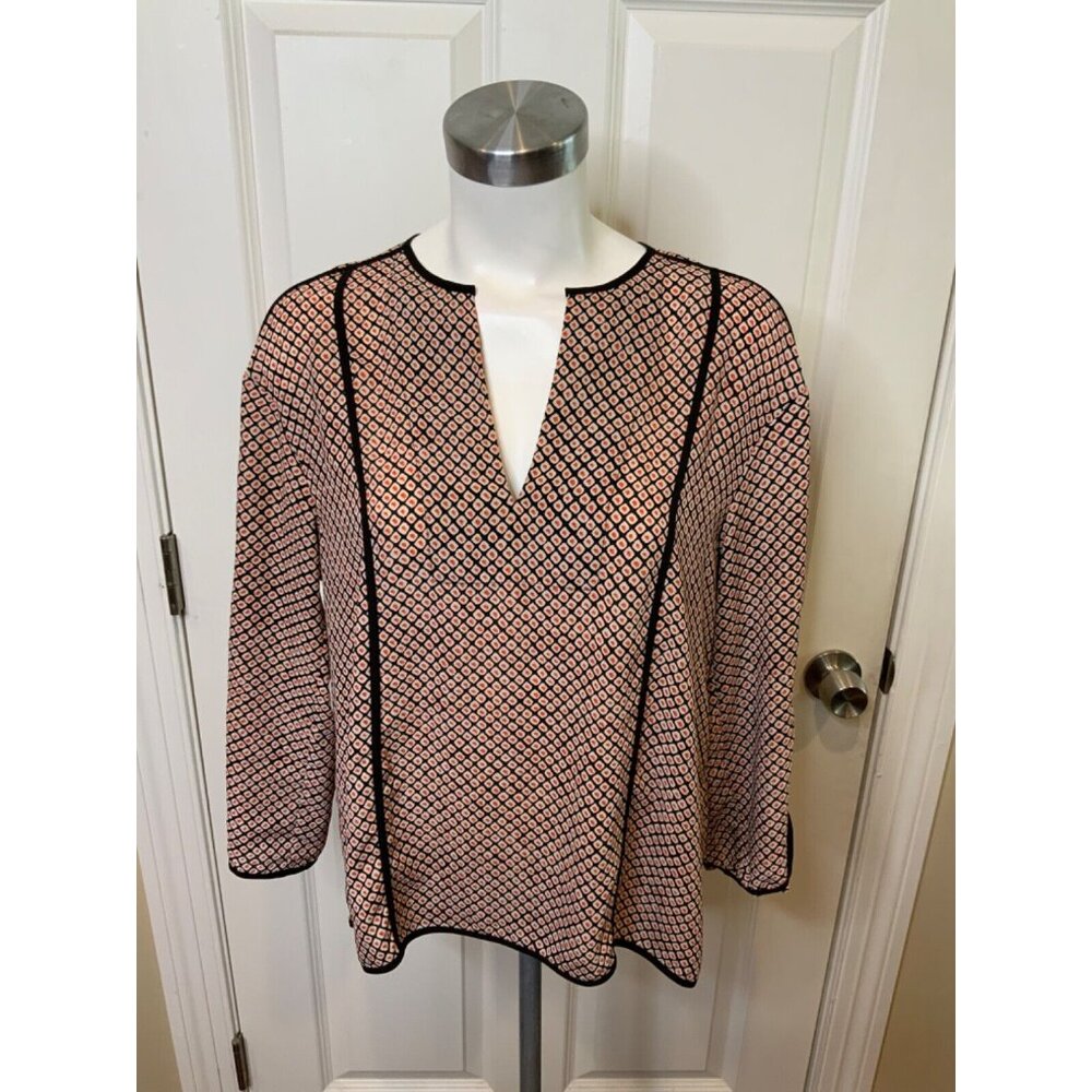 BCBG Max Azria Red Black White Megan Polka Dot Top, Size Small